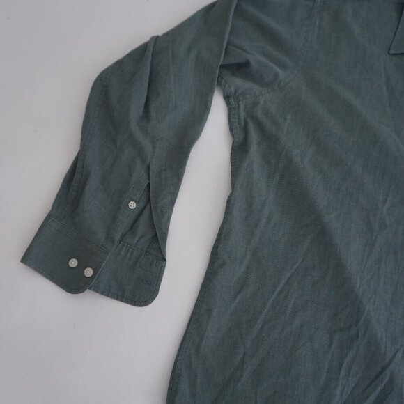 Vintage Pierre Cardin Olive Green Cotton Blend Button Up Dress Shirt 17 34/35 - Picture 8 of 10